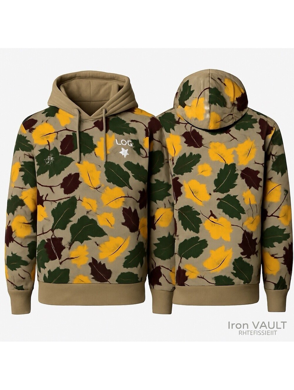 LRG Lifted Research Group Medium Camo Pullover Hoodie Tree Leaf Print
